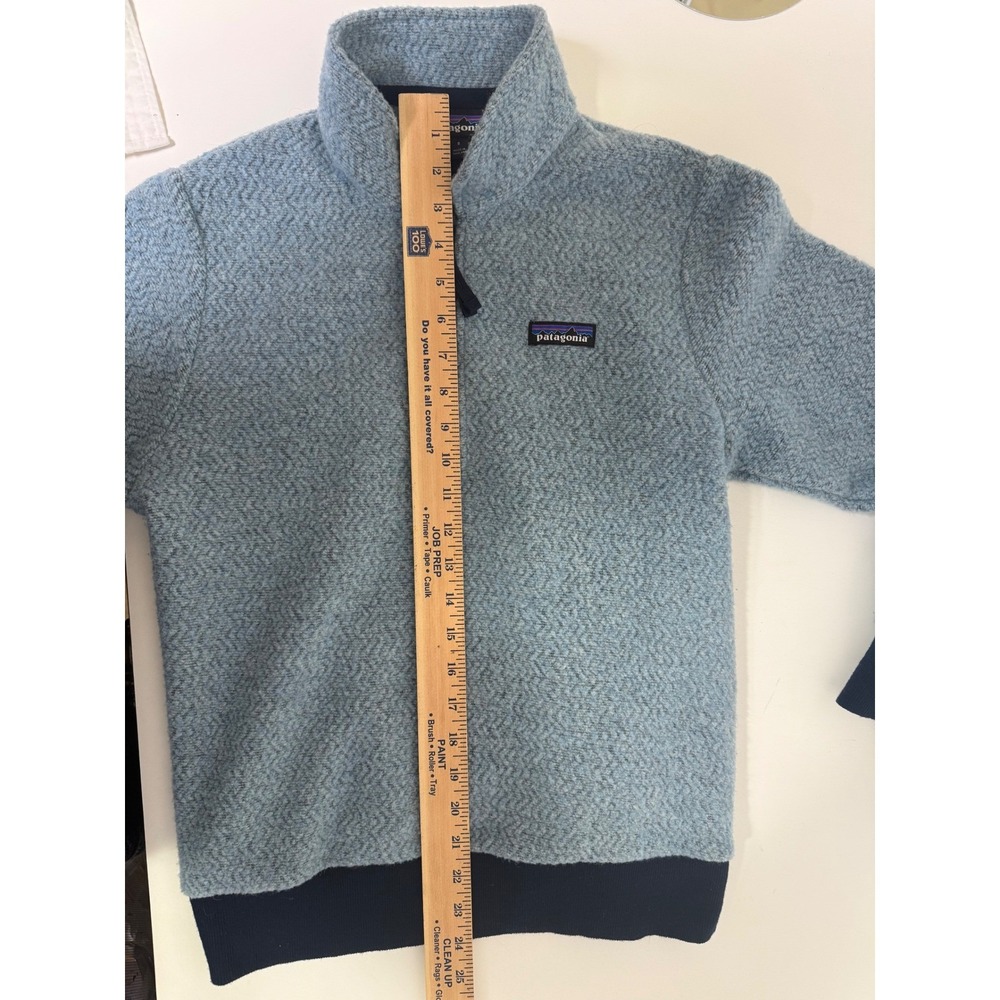 Patagonia Sweater Women's Small Wool Blend Woolyester Quarter Zip Blue Gorpcore - Picture 11 of 12